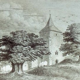 1846 drawing of St Marys church, Stansted
