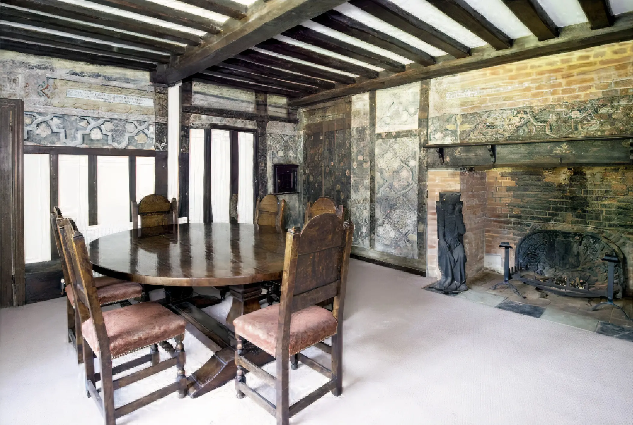 South Ash Manor - Dining Room with wall paintings.
